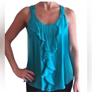 🩵 IZ BYER Ruffle drape tank top